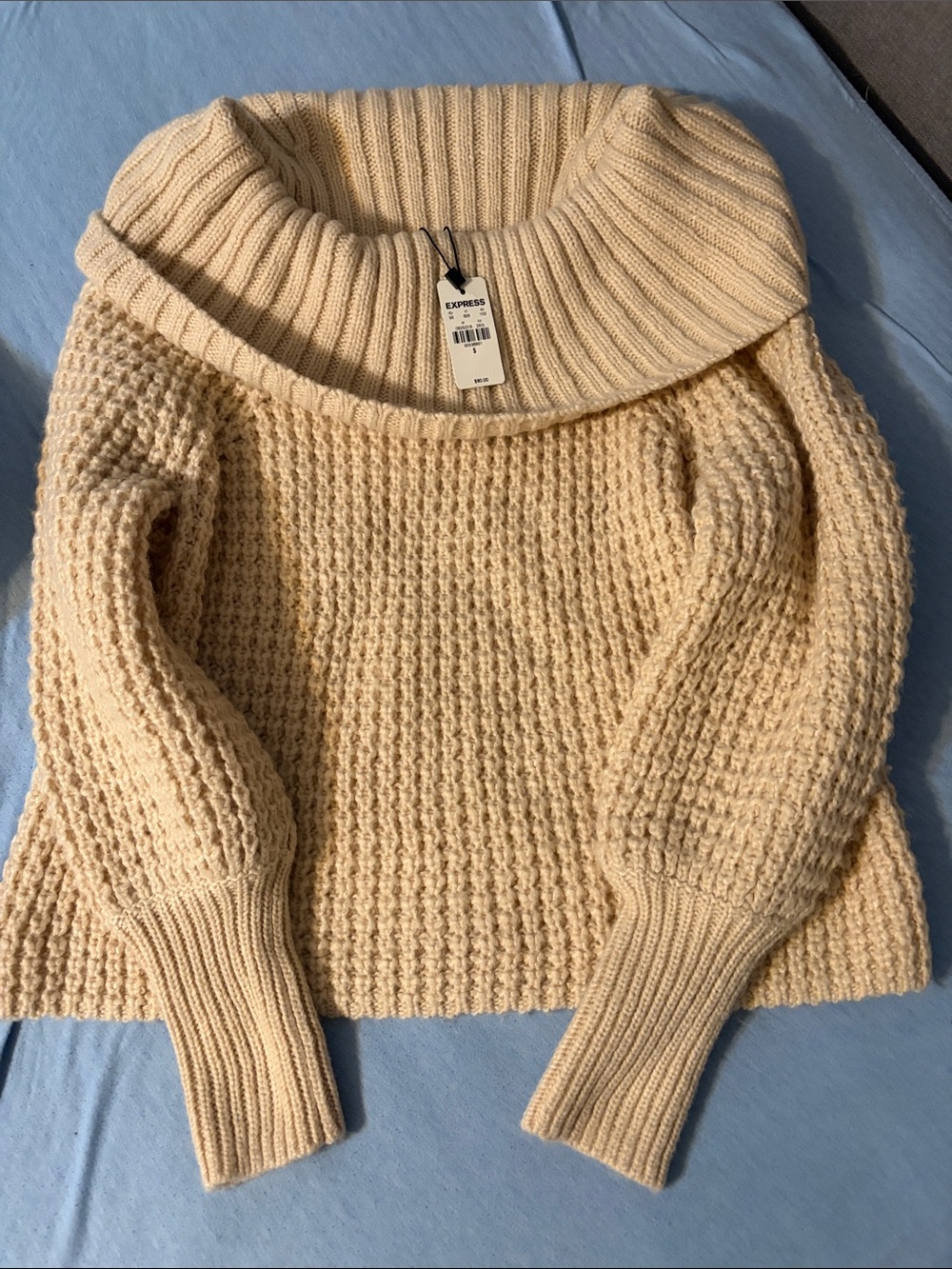Express Cream cowl neck Chunky Knit Sweater